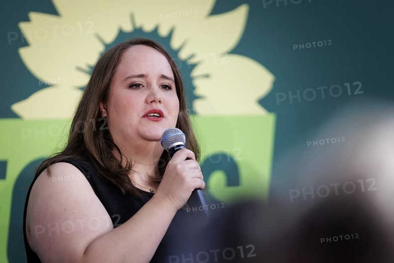 Ricarda Lang, Federal Chairwoman of Buendnis 90/DIE Gruenen, pictured at a press event in Berlin, 13 May 2024. The campaign tours for the European elections of Buendnis 90/DIE Gruenen start today