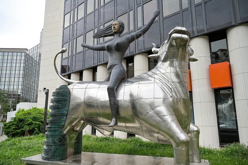 Sculpture The Abduction of Europe by Nikos and Pantelis Sotiriadis, European Parliament, 1 All. du Printemps, Strasbourg, Departement Bas-Rhin, France, Europe
