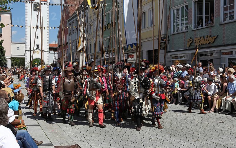Tradition. Frundsberg Festival in Mindelheim in the Unterallgaeu. Parade through the town, Allgaeu, Bavaria, Germany, Europe
