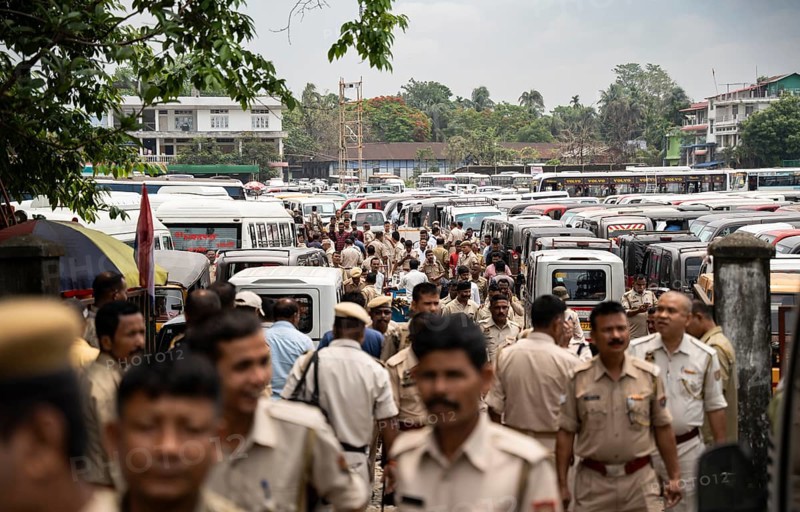 Barpeta, India. 6 May 2024. Polling officials and police personnels leaving for allocated polling station, on the eve of the third phase of General Election on May 6, 2024 in Barpeta, India, Asia