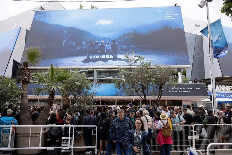 Cannes, France, 14 May 2024: Guests in front of the poster at the opening of the 77th Cannes International Film Festival. The 77th Cannes International Film Festival will take place from 14 to 25 May 2024, Europe