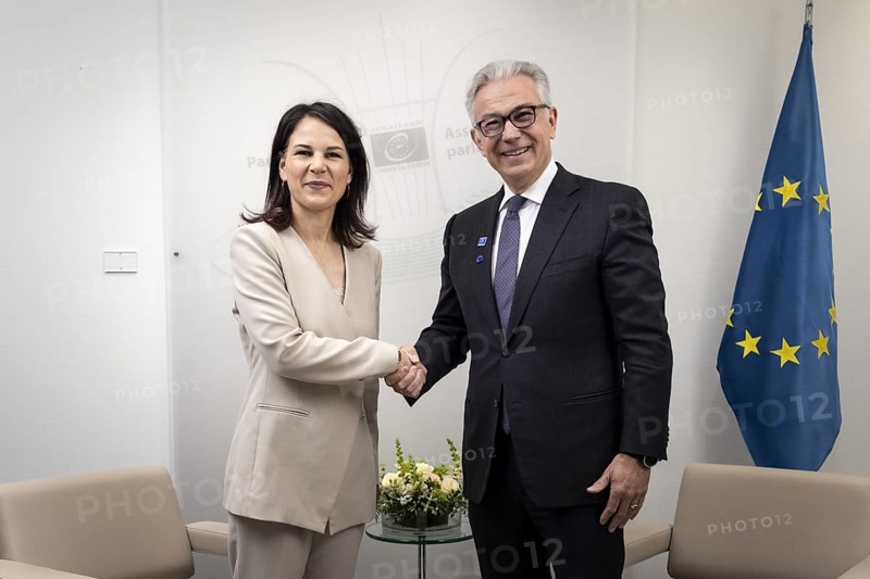 Annalena Baerbock (Alliance 90/The Greens), Federal Foreign Minister, photographed during a meeting with Theodorus Rousopoulos, President of the Parliamentary Assembly of the Council of Europe, at the Council of Europe in Strasbourg, 16 May 2024. Photographed on behalf of the Federal Foreign Office