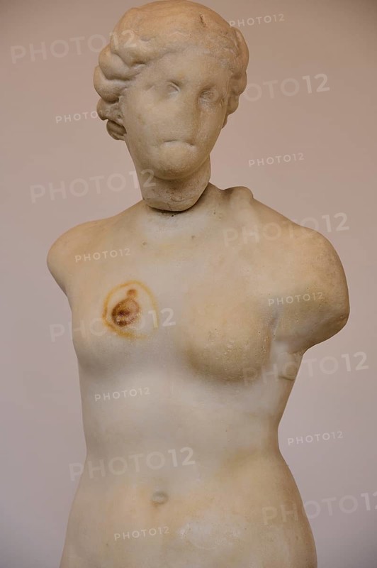 Marble statue, Aphrodite, Aidoumene, bust sculpture of a damaged Venus, radiates ancient classical aesthetics, interiors, Archaeological Museum, Old Town, Rhodes Town, Rhodes, Dodecanese, Greek Islands, Greece, Europe