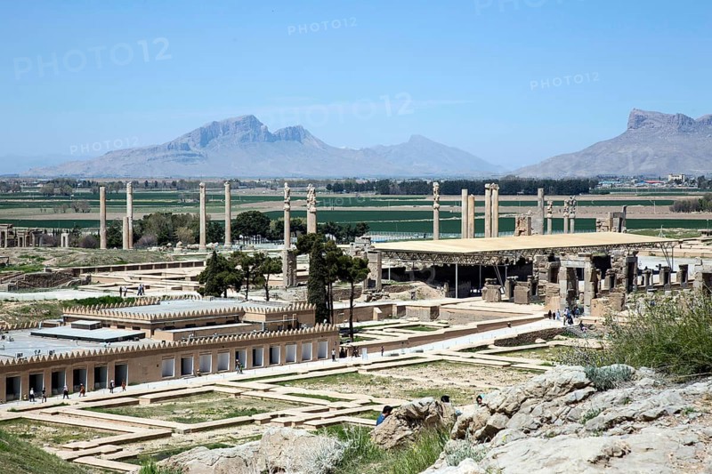 View of the ruins of Persepolis. The ancient Persian residential city of Persepolis was one of the capitals of the ancient Persian Empire under the Achaemenids and was founded by Darius I in the Persis region in 520 B.C., Persepolis, Iran, Asia