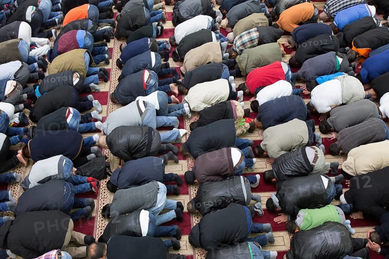 Muslims in Berlin gathered for prayer on 1 May 2015 at the Dar Assalam Mosque, Neukoelln Meeting Centre, NBS, Berlin, Berlin, Germany, Europe