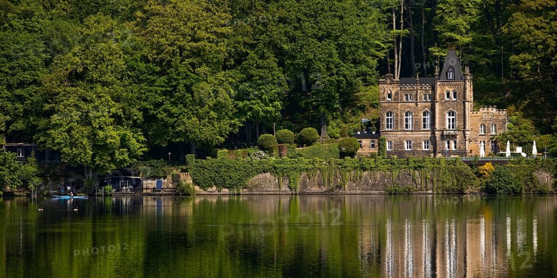 Seeschloesschen, also known as Funkenburg or Villa Niedernhofen, north shore, Hengsteysee, Herdecke, North Rhine-Westphalia, Germany, Europe