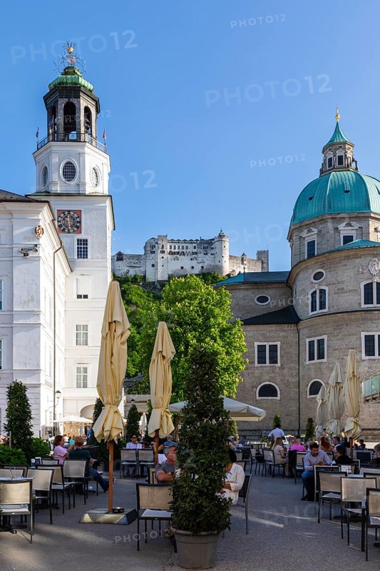 Salzburg Cathedral, Hohensalzburg Fortress, Residenzplatz, City of Salzburg, Province of Salzburg, Austria, Europe