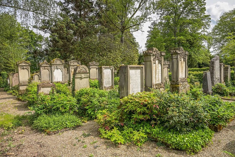 Gravestones, Jewish cemetery, Waldbachfriedhof, Offenburg, Baden-Wuerttemberg, Germany, Europe