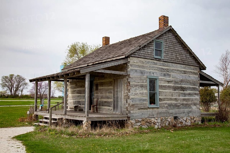 Fort Dodge, Iowa, The Carlson-Richey Cabin at the Fort Museum and Frontier Village. Operated by the Fort Dodge Historical Foundation, the museum displays the frontier life of the 1850s