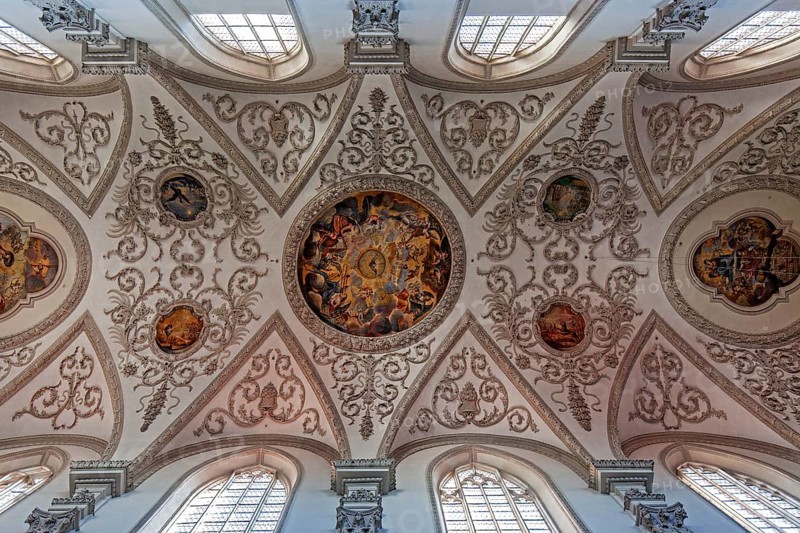 Ceiling frescoes, Parish Church of the Assumption of the Virgin Mary, Landsberg am Lech, Upper Bavaria, Bavaria, Germany, Europe