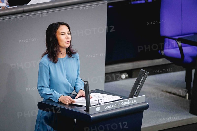 Annalena Baerbock, Federal Foreign Minister, recorded during a speech in the German Bundestag in Berlin, 16 May 2024
