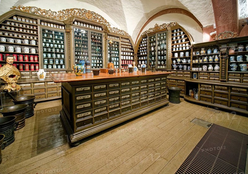 Pharmacy of the Ursuline Convent Klagenfurt, German Pharmacy Museum in Heidelberg Castle, Heidelberg, Baden-Wuerttemberg, Germany, Europe