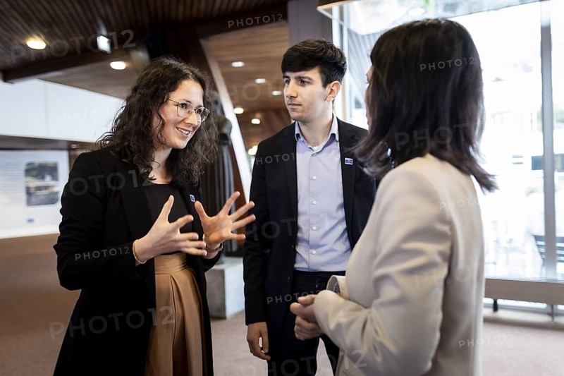 Annalena Baerbock (Buendnis 90/Die Gruenen), Federal Foreign Minister, photographed during a conversation with Moritz Tapp, Deputy Chairman of the Bundesjungendring, and Carolin Vogt, Head of International and European Youth Policy, at the Council of Europe in Strasbourg, 16 May 2024. Photographed on behalf of the Federal Foreign Office