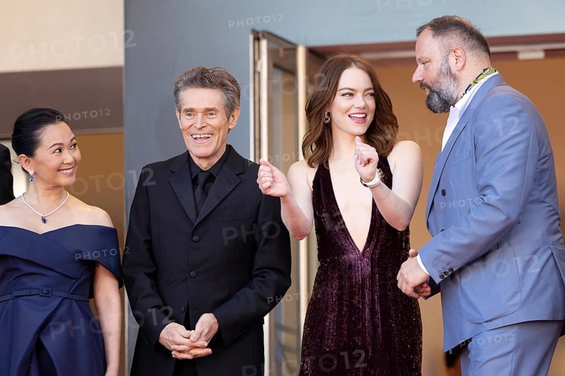 Cannes, France, 17.5.2024: Hong Chau, Willem Dafoe, Emma Stone, Yorgos Lanthimos at the premiere of Kinds of Kindness on the red carpet of the Palais des Festivals during the 77th Cannes International Film Festival. The 77th Cannes International Film Festival will take place from 14 to 25 May 2024, Europe
