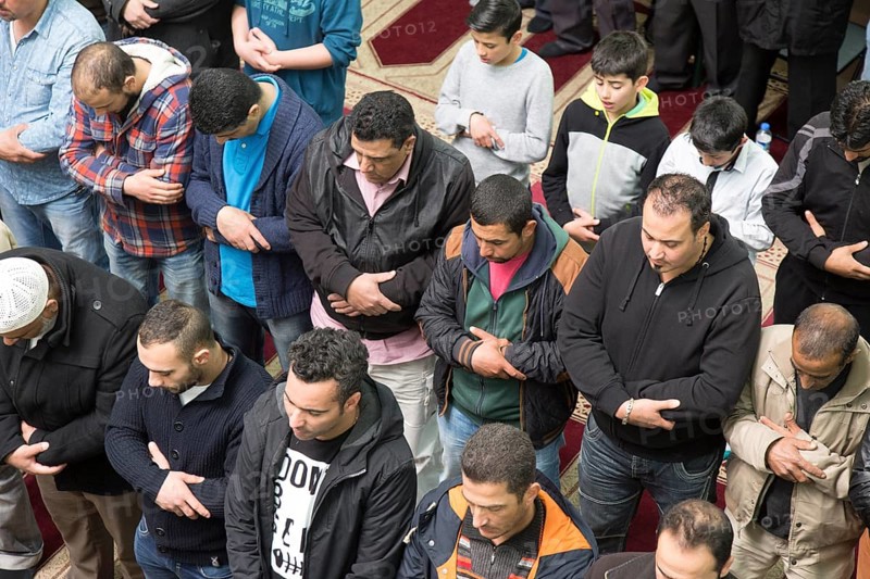 Muslims in Berlin gathered for prayer on 1 May 2015 at the Dar Assalam Mosque, Neukoelln Meeting Centre, NBS, Berlin, Berlin, Germany, Europe