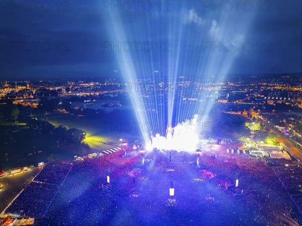 A total of around 200, 000 people attended the 4 concerts by the German band Rammstein in the gutter in the Ostra Gehege, Dresden, Saxony, Germany, Europe