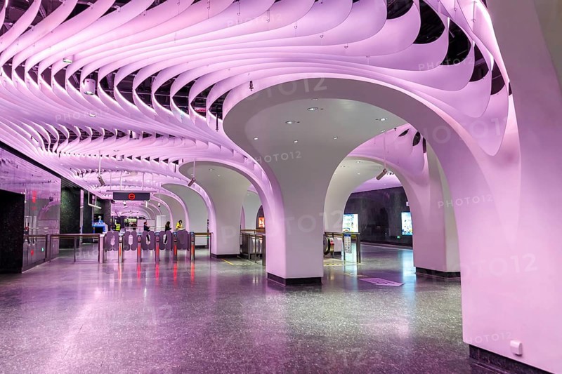 Shanghai Metro modern architecture in public transport underground station Yuyuan Garden in Shanghai, China, Asia