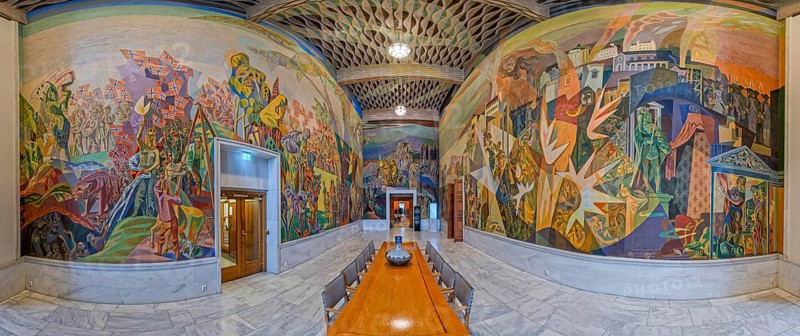 Oslo City Hall Interior Panorama Oslo Norway