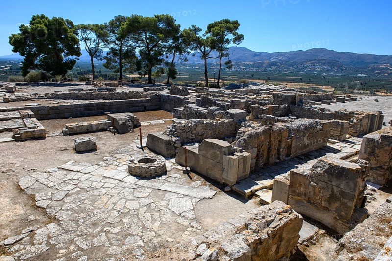 Archaeological site of Minoan culture of pre-Greek ancient Greek people Minoans, section of Palace of Phaistos with so-called royal apartments Royal Apartments, hill of Phaistos, Kamilari, Crete, Greece, Europe