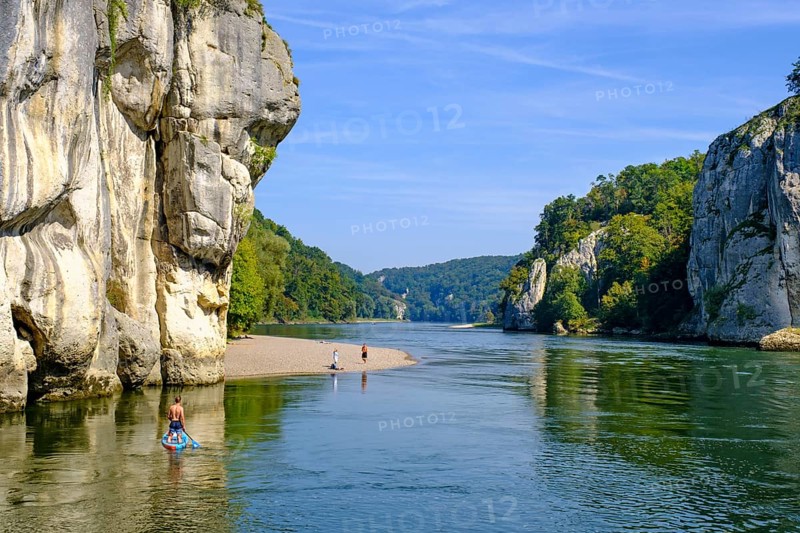 Danube Gorge, Weltenburger Enge, Gorge, Upper Jura, Weltenburg, Kelheim on the Danube, Lower Bavaria. Bavaria, Germany, Europe