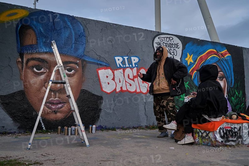 Germany, Berlin, 21.04.2024, Sunday afternoon in Mauerpark, graffiti wall, painting (spray_art) by Eme Freethinker, Basice, portrait for a friend who died of cancer, Europe
