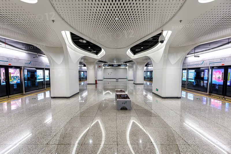 Chengdu Metro underground station Jincheng Plaza East modern public transport architecture in Chengdu, China, Asia