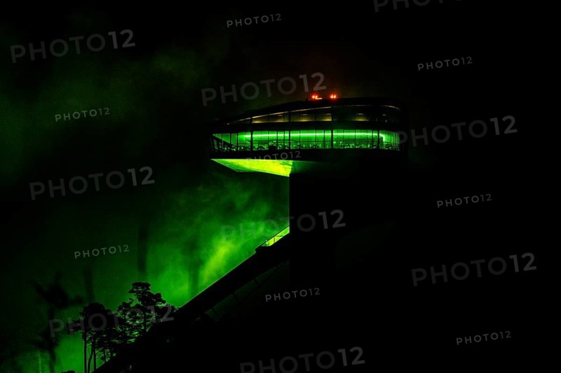 Bergisel ski jump in the fog (green)