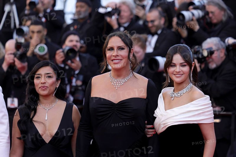 Cannes, France, 17.5.2024: Adriana Paz, Karla Sofia Gascon and Selena Gomez at the premiere of Emilia Perez on the red carpet of the Palais des Festivals during the 77th Cannes International Film Festival. The 77th Cannes International Film Festival will take place from 14 to 25 May 2024, Europe