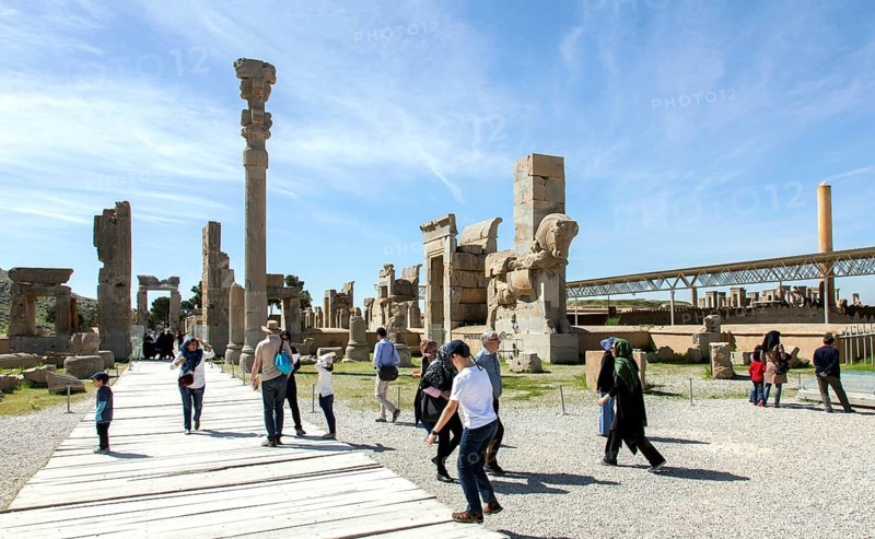 View of the ruins of Persepolis. The ancient Persian residential city of Persepolis was one of the capitals of the ancient Persian Empire under the Achaemenids and was founded by Darius I in the Persis region in 520 B.C., Persepolis, Iran, Asia