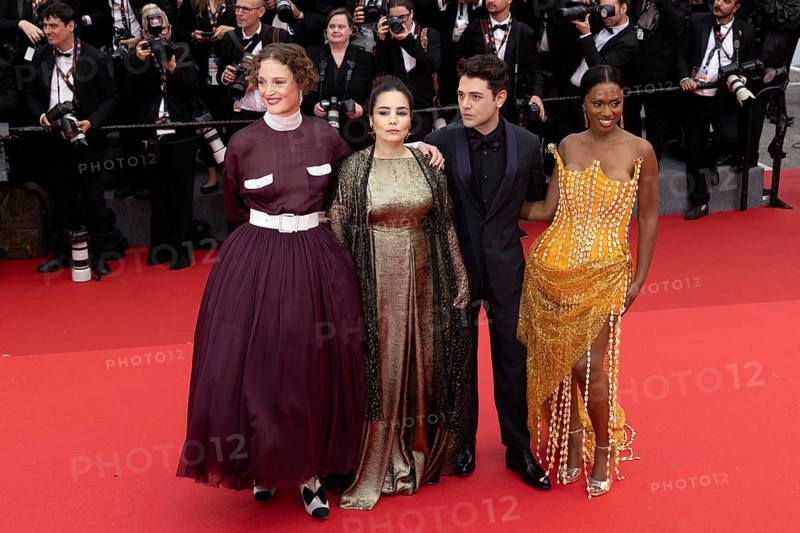 Cannes, France, 14.5.2024: Jury members Un Certain Regard: Vicky Krieps, Asmae El Moudir, Xavier Dolan (Chairman) and Maimouna Doucoure during the opening of the 77th Cannes International Film Festival. The 77th Cannes International Film Festival will take place from 14 to 25 May 2024, Europe