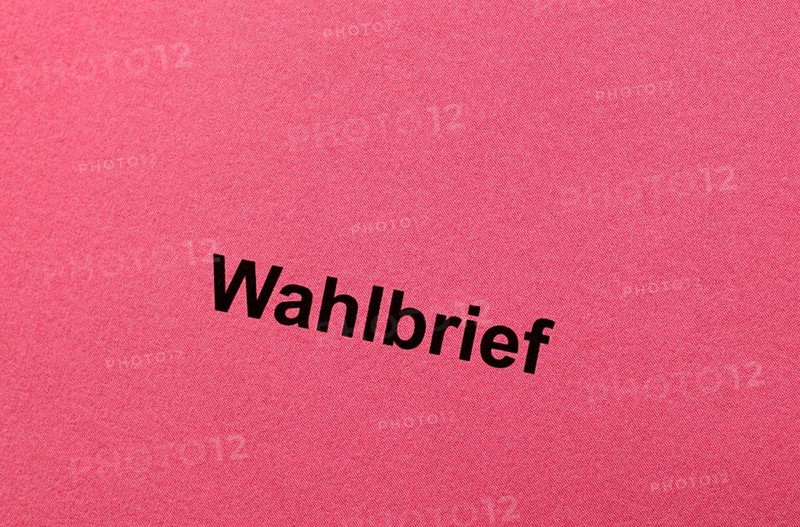 Election letter, light red, postal vote, official postal voting documents, election, parliamentary election, European election, Stuttgart, Baden-Wuerttemberg, Germany, Europe