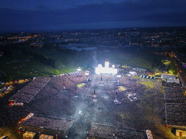 A total of around 200, 000 people attended the 4 concerts by the German band Rammstein in the gutter in the Ostra Gehege, Dresden, Saxony, Germany, Europe