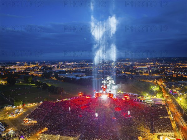 A total of around 200, 000 people attended the 4 concerts by the German band Rammstein in the gutter in the Ostra Gehege, Dresden, Saxony, Germany, Europe