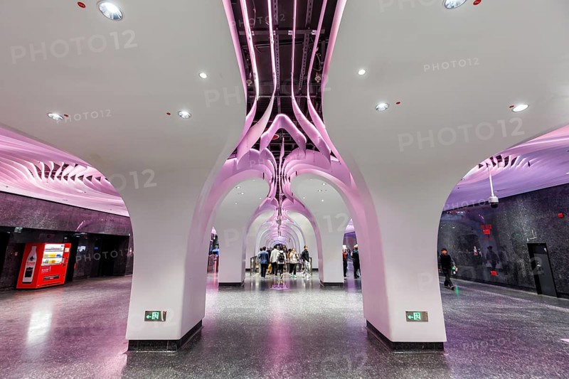 Shanghai Metro modern architecture in public transport underground station Yuyuan Garden in Shanghai, China, Asia