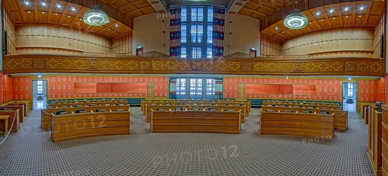 Oslo City Hall Interior Panorama Oslo Norway