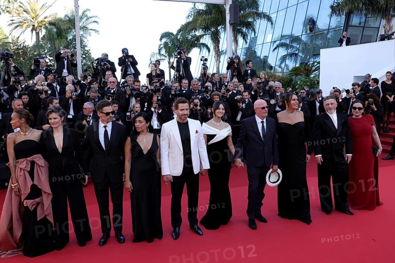 Cannes, France, 17.5.2024: Clement Ducol, Camille, Jacques Audiard, Zoe Saldana, Edgar Ramirez, Adriana Paz, Karla Sofia Gascon, Selena Gomez, Damien Jalet and Virginie Montel at the premiere of Emilia Perez on the red carpet of the Palais des Festivals during the 77th Cannes International Film Festival. The 77th Cannes International Film Festival will take place from 14 to 25 May 2024, Europe