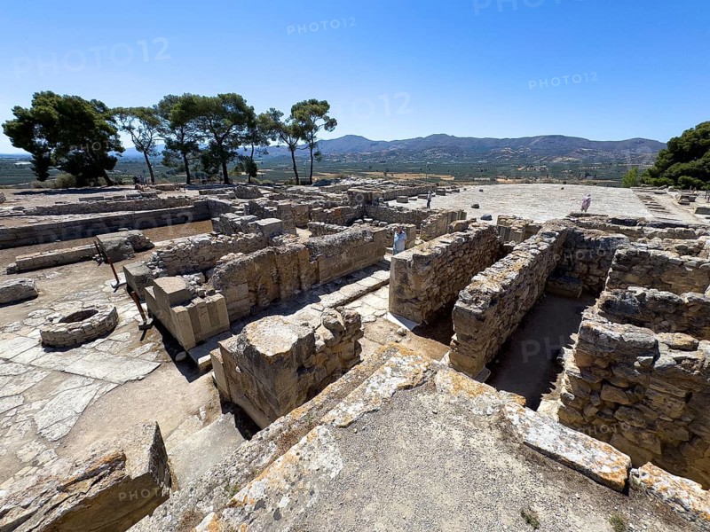 Archaeological site of Minoan culture of pre-Greek people Minoans, section of Palace of Phaistos with so-called royal flats Royal Apartments, hill of Phaistos, Kamilari, Crete, Greece, Europe
