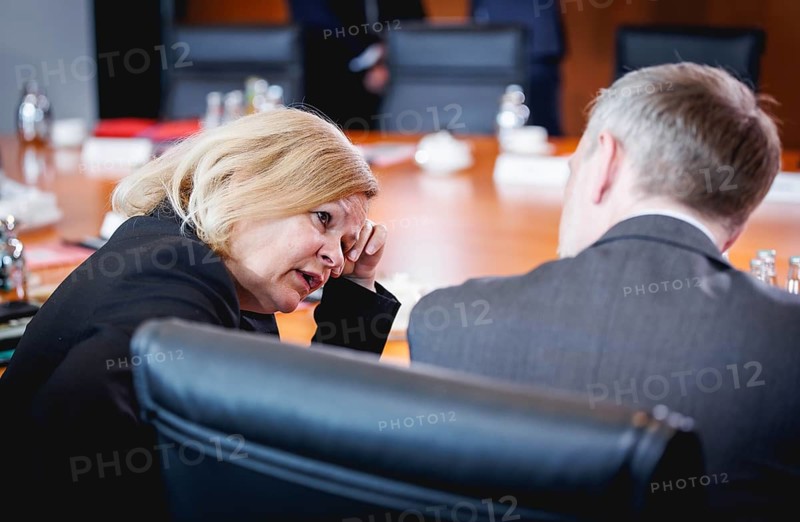 (R-L) Christian Lindner, Federal Minister of Finance, and Nancy Faeser, Federal Minister of the Interior and Home Affairs, pictured during a cabinet meeting in Berlin, 15 May 2024