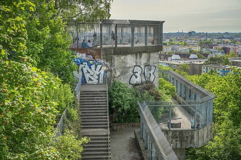 Viewing platform, Flak tower, Volkspark Humboldthain, Gesundbrunnen, Mitte, Berlin, Germany, Europe