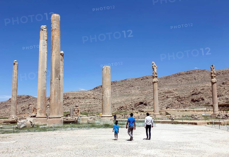 View of the ruins of Persepolis. The ancient Persian residential city of Persepolis was one of the capitals of the ancient Persian Empire under the Achaemenids and was founded by Darius I in the Persis region in 520 B.C., Persepolis, Iran, Asia