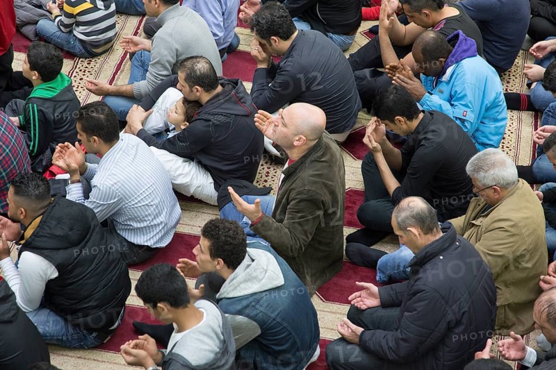 Muslims in Berlin gathered for prayer on 1 May 2015 at the Dar Assalam Mosque, Neukoelln Meeting Centre, NBS, Berlin, Berlin, Germany, Europe