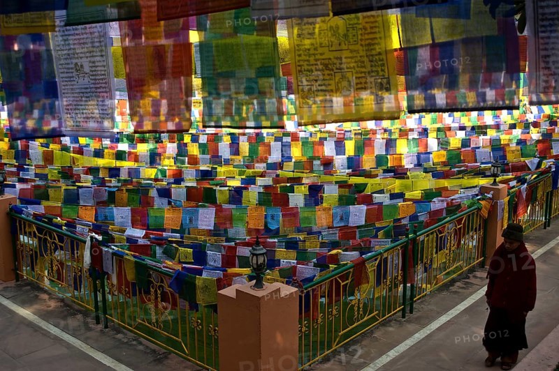 Tibetan buddhist flags at Bodhgaya, India. Bodhgaya is the place where the Buddha has attained enlightenment. This is a major pilgrimage site for the buddhists from all over the world