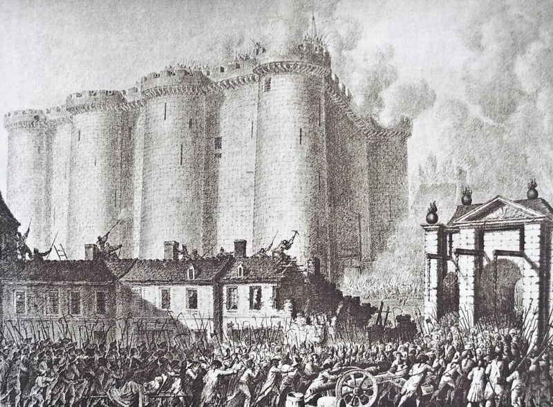Book illustration representing the storming of the Bastille on 14th july 1789, France, Europe