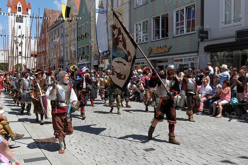 Tradition. Frundsberg Festival in Mindelheim in the Unterallgaeu. Parade through the town, Allgaeu, Bavaria, Germany, Europe