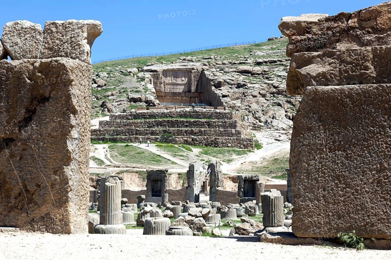 View of the ruins of Persepolis. The ancient Persian residential city of Persepolis was one of the capitals of the ancient Persian Empire under the Achaemenids and was founded by Darius I in the Persis region in 520 B.C., Persepolis, Iran, Asia