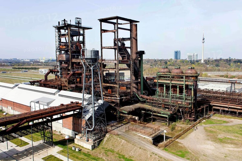 Former blast furnaces on the Phoenix West site in Dortmund. The areas are now being developed as the PHOENIX West technology and service centre for future technologies and for cultural and leisure uses. Facilities and buildings of the old steelworks are listed buildings, 30/03/2014, Gelsenkirchen