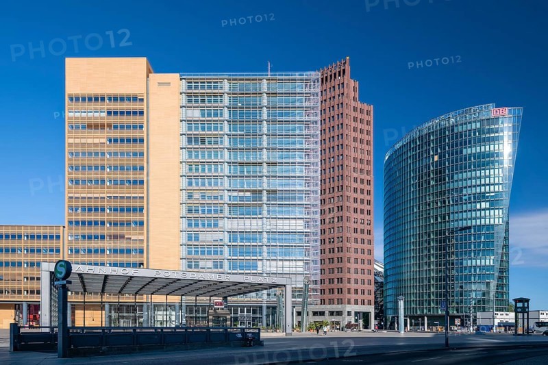 Potsdamer Platz, skyscrapers, Renzo Piano 11, Kollhoff Tower, railway tower, railway station, Berlin, Germany, Europe