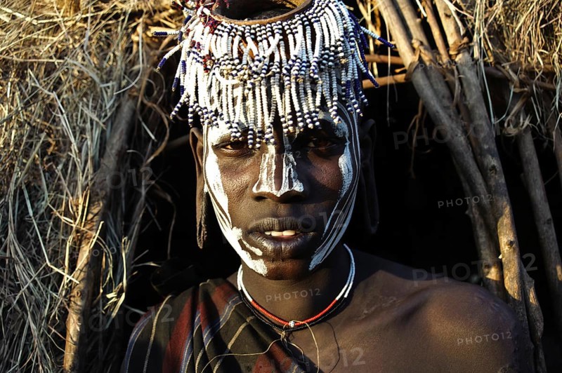 Portrait of a woman from the Mursi tribe, Omo valley, Ethiopia, Africa