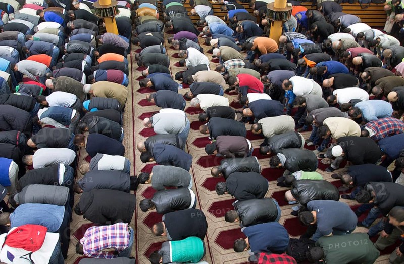 Muslims in Berlin gathered for prayer on 1 May 2015 at the Dar Assalam Mosque, Neukoelln Meeting Centre, NBS, Berlin, Berlin, Germany, Europe