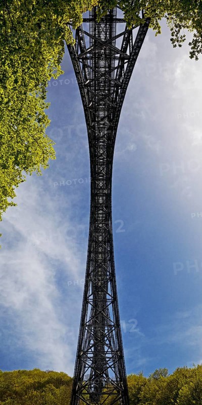 View of the Muengsten Bridge, the highest railway bridge in Germany between Solingen and Remscheid, Bergisches Land